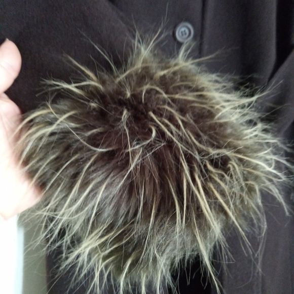 Midnight Velvet Vintage longline wool dress coat with fur trim women's size 14 - Picture 4 of 14